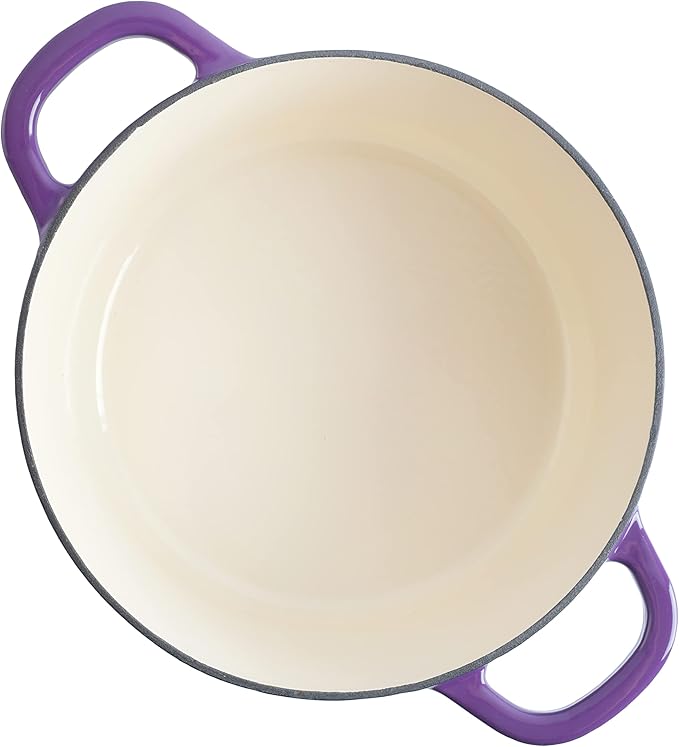 Crock-Pot Artisan 7-Quart Round Enameled Cast Iron Dutch Oven – Lavender Purple, Durable Heavy-Duty Cookware for Slow Cooking, Baking, Roasting with Lid