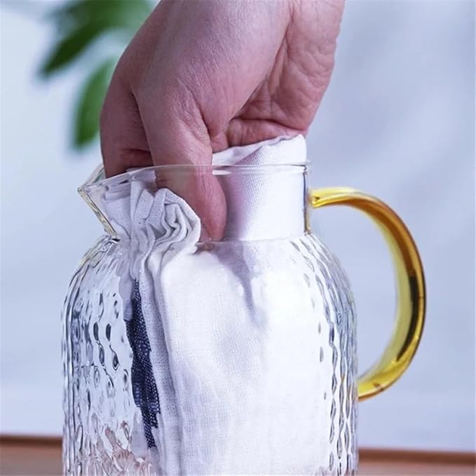 Water Pitcher Glass Water Pitcher with Filter Lid and Pouring Spout Heat Resistant Glass Carafe for Hot Cold Beverages Homemade Ice Tea Bottle Iced Tea Carafe(1.8L)