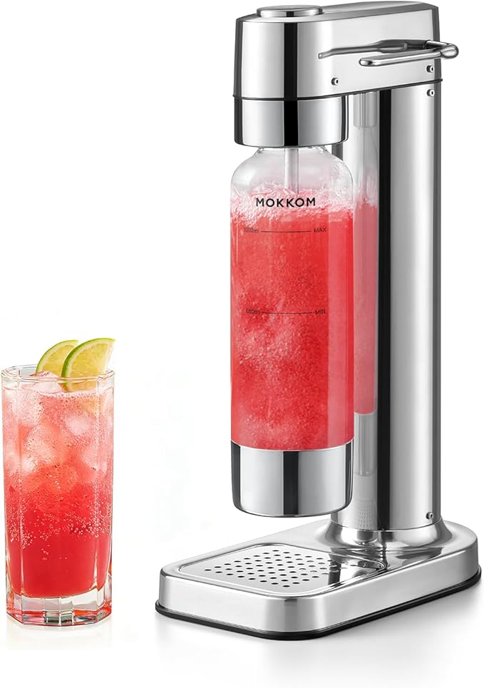 MOKKOM Sparkling Water Maker Soda Maker Soda Streaming Machine for Carbonating with 1L Carbonating Bottle, Compatible with Any Screw-in 60L CO2 Carbonator(NOT Included)