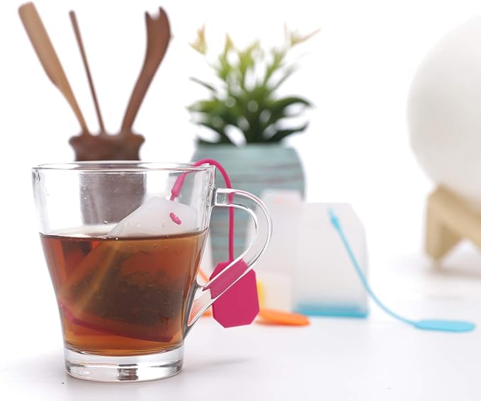 6 Pack Silicone Tea Infuser, Reusable Tea Bags Tea Strainer Filter Tea Steeper Tea Diffuser Tea Holder for Loose Leaf Tea with Spoon