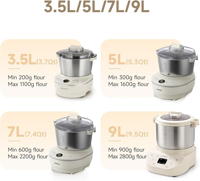 Joydeem HMJ-A701 Electric Dough Maker (7.4Qt) with Ferment Function - Ideal for Bread, Pizza, Sourdough & Dumpling Dough