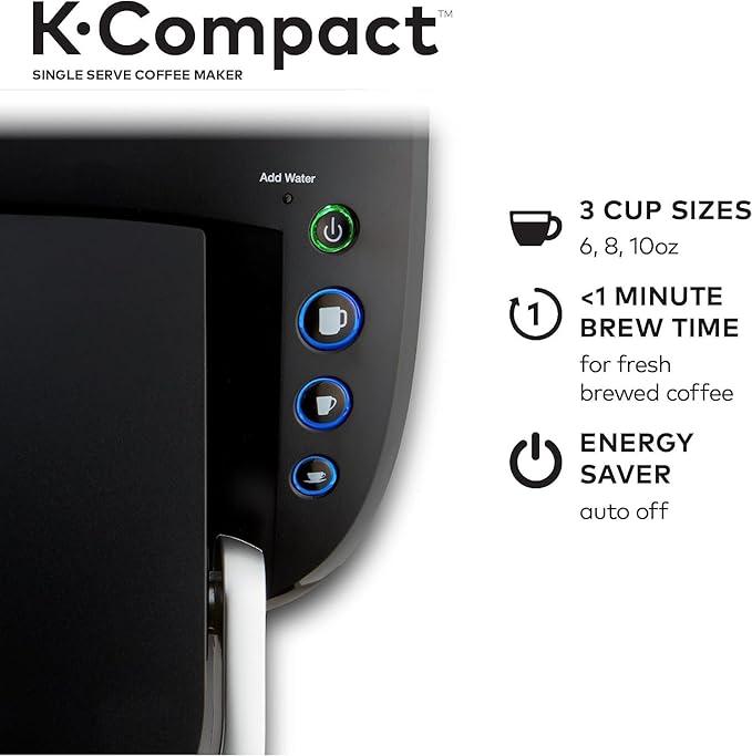 Keurig MAIN-85544 Compact Single-Serve K Cup Pod Coffee Maker, Black, 2.3
