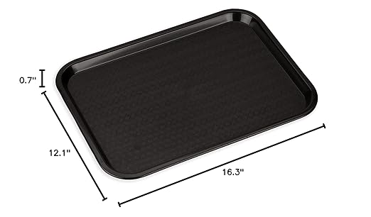 Carlisle FoodService Products CT121603 Café Standard Cafeteria / Fast Food Tray, 12" x 16", Black