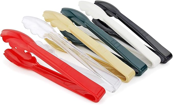 New Star Foodservice 35629 Utility Tong, High Heat Plastic, Scalloped, 9 inch, Set of 12, Beige