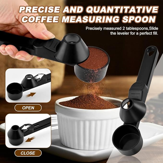Coffee Scoop & Funnel for K-Cups Reusable, Coffee Spoon with Slide Scoop Measuring Scoo p with Funnel for Filling Water Bottles for Ground Coffe e Protein Powder without Spilling