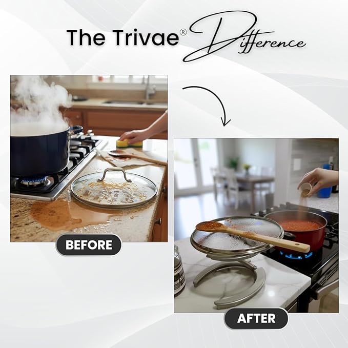 Trivae Pot Lid Holder – 4-in-1 Pot Lid Holder While Cooking, Pan Lid Holder, Trivet & Cake Stand – Versatile Kitchen Tool for Hot Pots, Serving & Display – Space-Saving, Heat-Resistant Stand