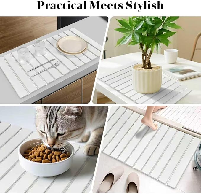 Large Stone Dish Drying Mat – 28" x 16" Fast Drying Absorbent Collapsible Dish Drying Mat, Diatomaceous Earth Mat, Eco-Friendly Mat for Kitchen Utensils & Gadgets, Match Any Countertop