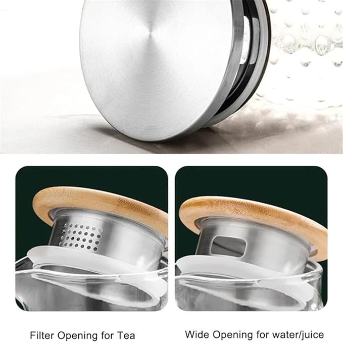 GLigeT Iced Tea Pitcher Glass Water Pitcher with Filter Lid and Pouring Spout Heat Resistant Glass Carafe for Hot Cold Beverages Homemade Ice Tea Bottle Water Jug(1L)