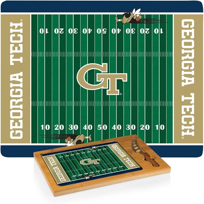 PICNIC TIME NCAA Icon Glass Top Cutting Board & Knife Set, Cheese Boards Charcuterie Boards, Serving Platter, (Parawood & Bamboo)