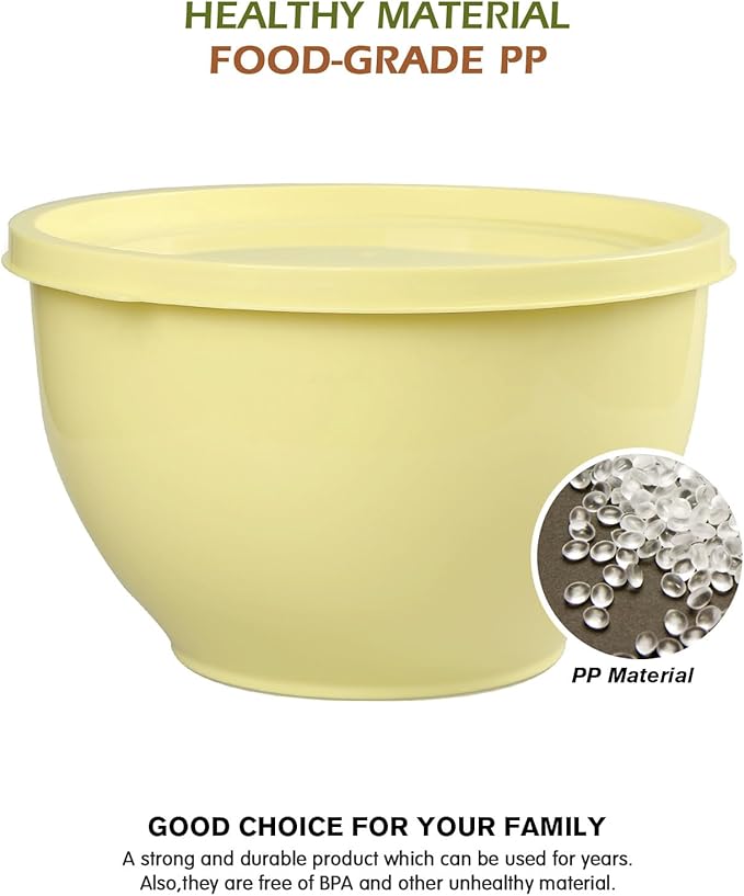 Greentainer Plastic Mixing Bowls with Lids Set for Kitchen, 5 Set Nesting Bowls for Mixing, Baking, Prepping, Cooking and Serving Food, Mixing Bowls Dishwasher, Microwave Safe