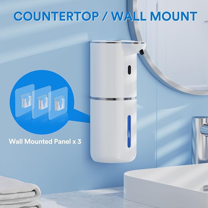 Automatic Soap Dispenser with Smart Digital Display, Touchless Rechargeable Hand & Dish Liquid Soap Dispenser for Kitchen & Bathroom - 6 Adjustable Level, Wall Mounted, 380ml IPX5 Waterproof