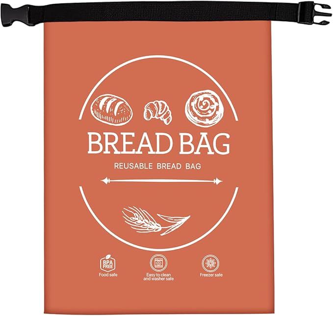 Bread Bags for Homemade, Beeswax Reusable Bread Bag for Sourdough, 1 Pack XL-Reusable Waxed Food Storage Bag to Keep Sourdough Fresh, Freezer-Safe, Eco-Friendly (Orange)