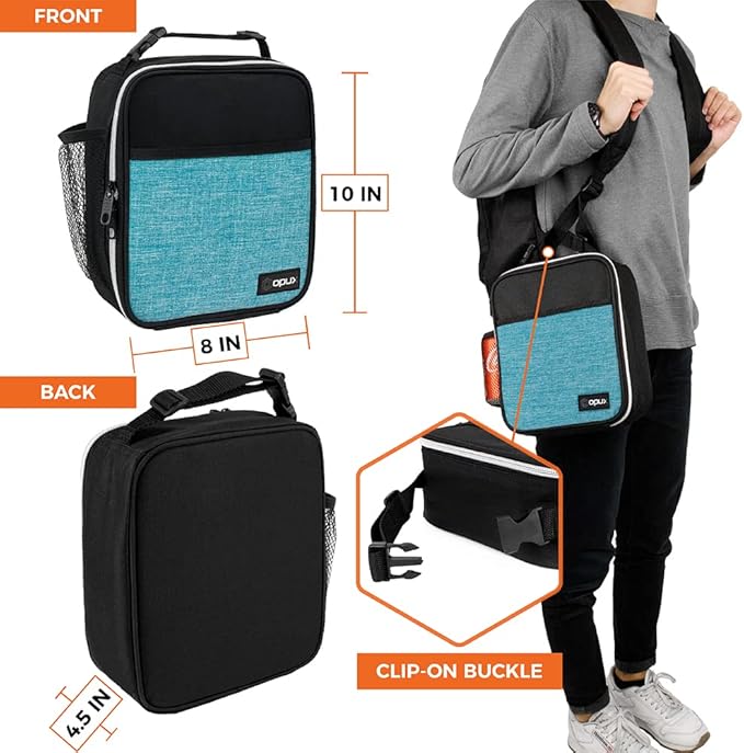 opux Premium Insulated Lunch Box, Soft School Lunch Bag for Kids Boys Girls, Leakproof Small Lunch Pail Men Women Work, Reusable Compact Cooler Tote Lunchbox for Office Adult, Turquoise