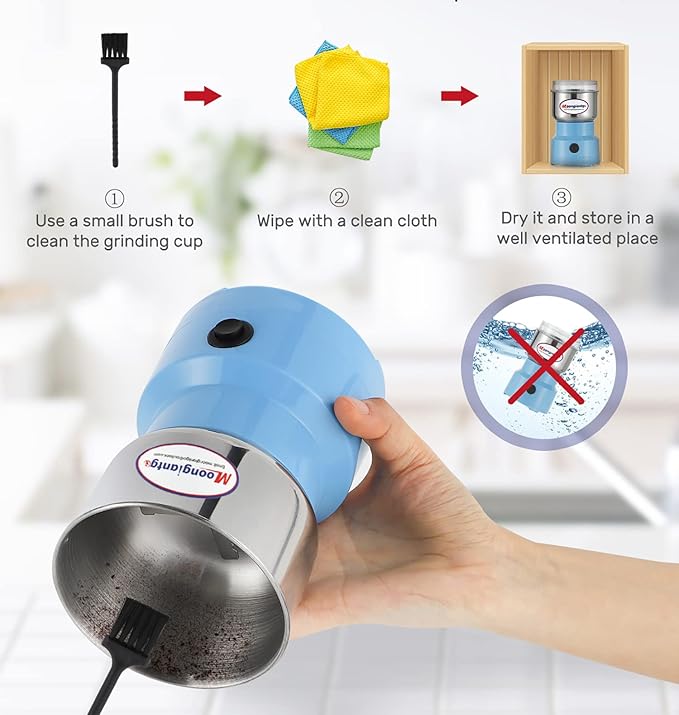Moongiantgo Coffee Grinder Electric, Mini Spice Grinder, 200W 10s Fast Grinding, Dry Grain Mill for Spices Seeds Rice Beans Seasonings