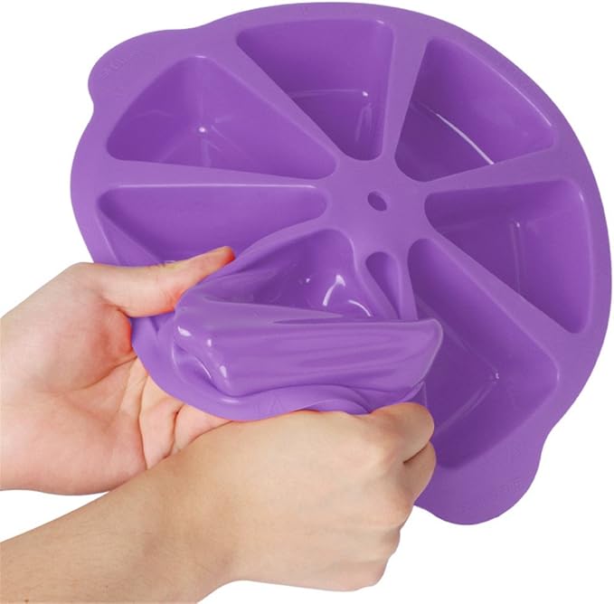 SHEbaking Scone Pan Silicone Triangle Cake Mold for Baking Nonstick Cornbread Pan 8 Cavity Pie Silicone Mold Perfect for Brownies, Muffin, Cupcake, Soap, polenta, or biscuits (Light Purple)