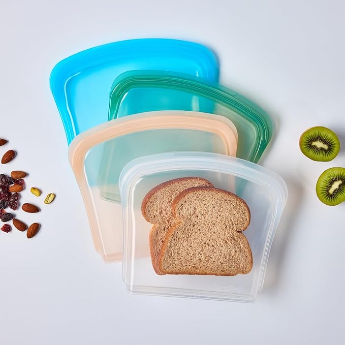 SnapPack Premium Silicone Reusable Storage Bags, 2-Pack, Multi | Multi-Use Reusable Bags, Lunch Bag, Travel Containers | BPA Free, Leak-free, Dishwasher-Safe, Eco-friendly