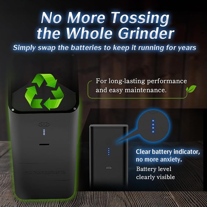 Femobook-A2 Portable Electric Coffee Grinder, Cordless Burr Grinder USB Rechargeable Coffee Grinder Magnetic Grounds Cup Travel & Home Brewing, Black