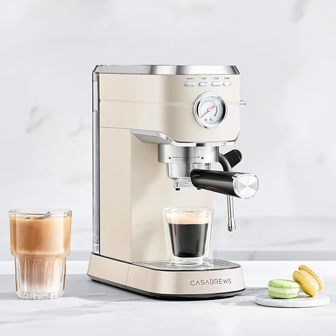 CASABREWS CM5418 Espresso Machine 20 Bar, Small Espresso Maker with Milk Frother Steam Wand, Stainless Steel Espresso Coffee Machine with 34oz Removable Water Tank, Cafetera Espresso, Creamy
