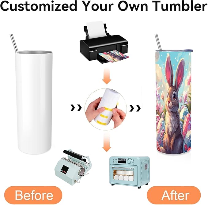 Volhoply 20 oz Skinny Sublimation Tumbler with Lid and Straw, Stainless Steel Straight Tumblers Cup, Vacuum Insulated Coffee Mug for Home, Office, Travel, DIY (Sublimation,1 Pack)