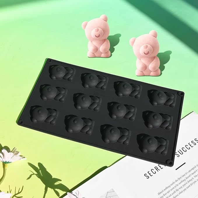 Silicone Chocolate Mold for Decorating, 12 Cavity Bear Shaped Candy Molds for Baking Supplies, Molds for Chocolate, Cake, Ice Cube, Gummy, Resin, Soap Making (G_ Bear)