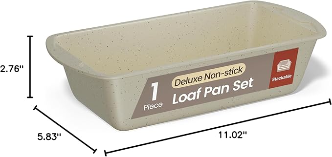 Nonstick Loaf Pan Set Pack of 1, Carbon Steel 11" Large Baking Bread Pan, Oven Safe Up to 450°F, PFOA, PFOS, PTFE Free, Space Saving Stackable Design, Stain Resistant, Dishwasher Friendly,White Marble
