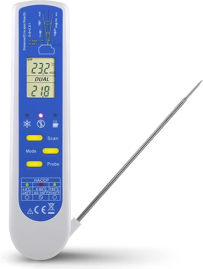 Food Cooking Meat Thermometer Digital Infrared Instant Read with Probe for Kitchen, Outside Grill, BBQ Smoker, Model TCT303F-NSF NSF Approved