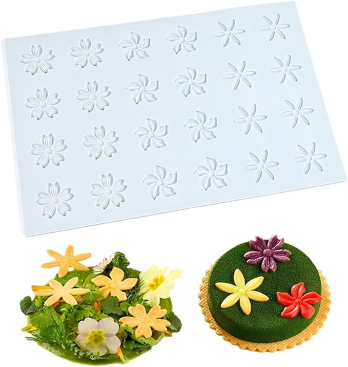 Hollow 3D Leaf Tuille Lace Silicone Cake Moulds, Molds Silicone Baking Fondant Tuile Molds, Polymer Clay Mold for Baking, Clay, Resin, Sugar Craft, Dessert Cake Decoration (1pcs Flower Candy Mold)