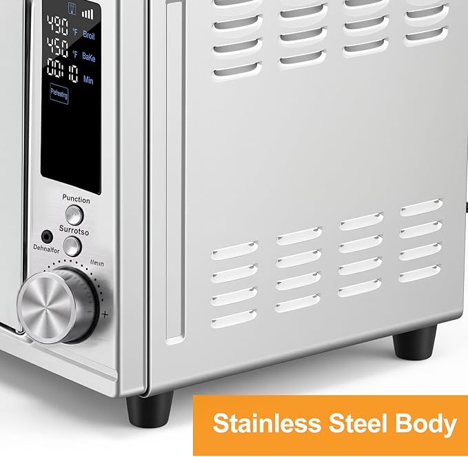 NEWBULIG 30QT Smart Air Fryer Toaster Oven Combo, 13-in-1 Double-Door Airfryer Oven, 0-450°F Temperature Control, 0-250°F Probe Control, Rotisserie & Mesh Basket, Professional Home Cooking