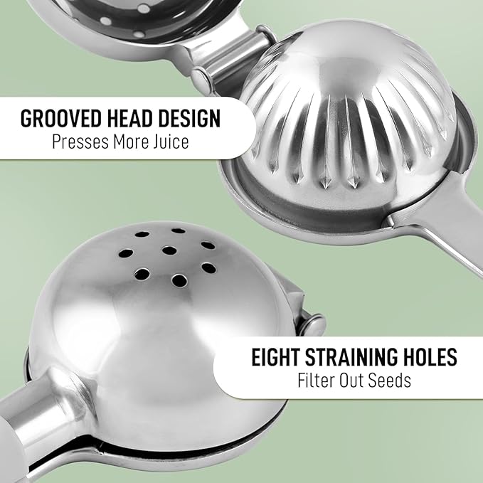 Zulay Kitchen Lemon Squeezer Stainless Steel with Premium Quality Heavy Duty Solid Metal Squeezer Bowl - Large Manual Citrus Press Juicer and Lime Squeezer Stainless Steel - Silver