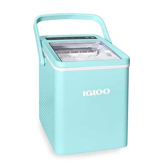 Igloo Automatic Self-Cleaning Portable Electric Countertop Ice Maker Machine with Handle, 26 Pounds in 24 Hours, 9 Ice Cubes Ready in 7 Minutes, with Ice Scoop and Basket