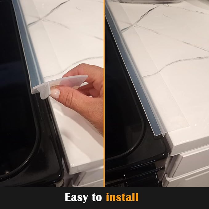 Silicone Stove Counter Gap Cover Kitchen Counter Gap Filler Transparent 21" Long Gap Filler Sealing Spills between Kitchen Appliances Washing Machine and Stovetop, Set of 2 (Clear)