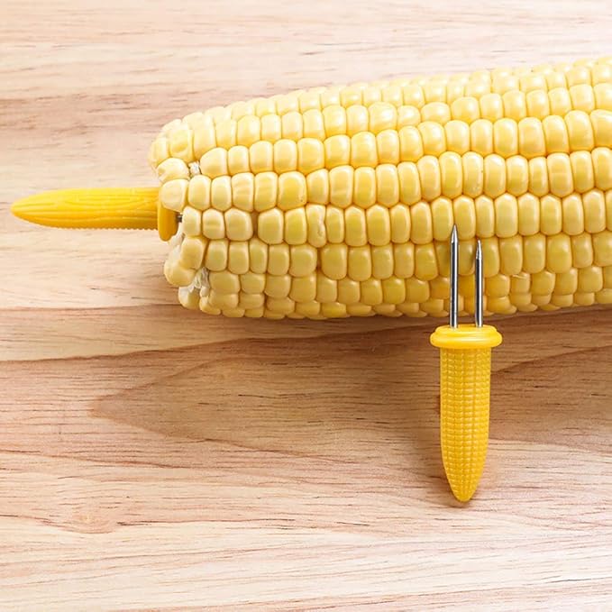10PCS Corn Holders - Corn on The Cob Skewers,Stainless Steel Corn Fork Prong Skewers Kitchen Tool for BBQ Twin Prong Sweetcorn Holders Home Cooking Fork