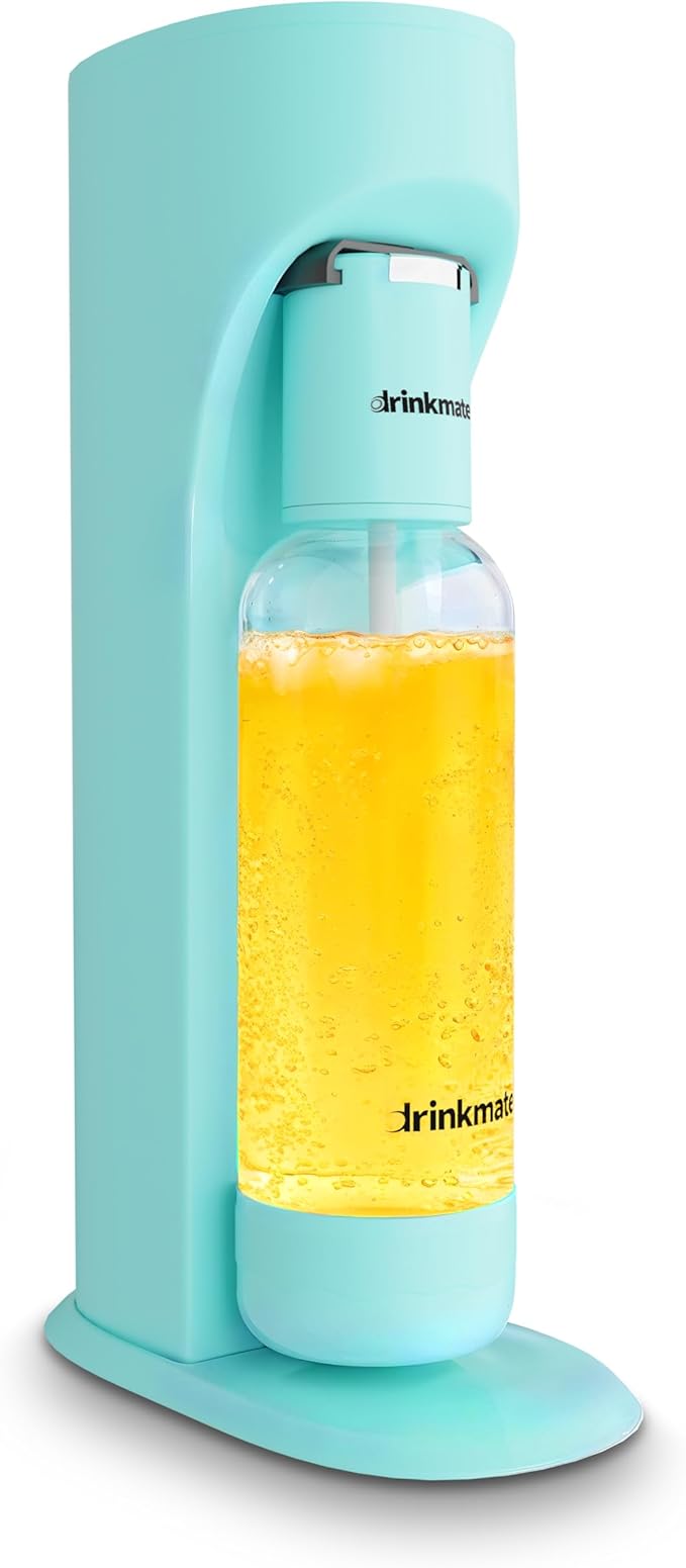 Drinkmate OmniFizz Sparkling Water Maker & Soda Streaming Machine | Carbonates Any Drink | BPA-Free Bottle | No Batteries or Electricity Required | CO2 Not Included (Arctic Blue)