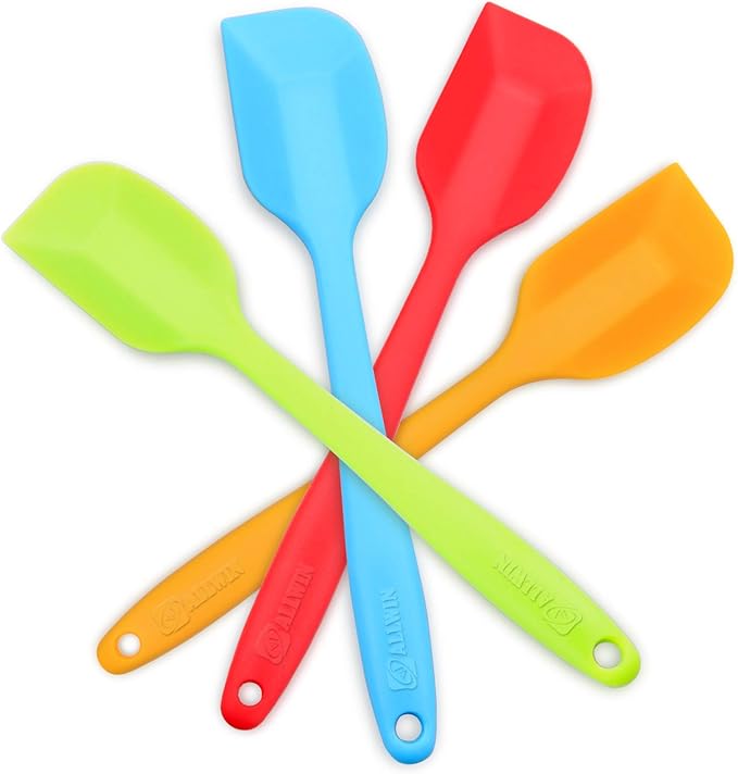 4-Piece Silicone Spatula, Heat-Resistant Non-stick Rubber Spatulas with Stainless Steel Core