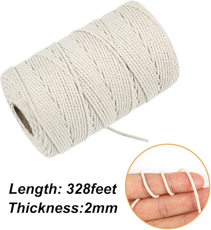 Vivifying Butchers Twine, 328 Feet 2mm Food Safe Cotton Bakers String for Tying Meat, Making Sausage, Trussing Turkey, Roasting, Cooking and Packing(Beige)