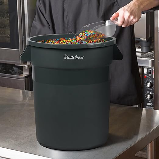 PLASTIC PRINCE 20 Gallon Round Trash Can Container with Lid Gray Plastic Commercial Garbage Bin for Home Garage Restaurants Warehouses