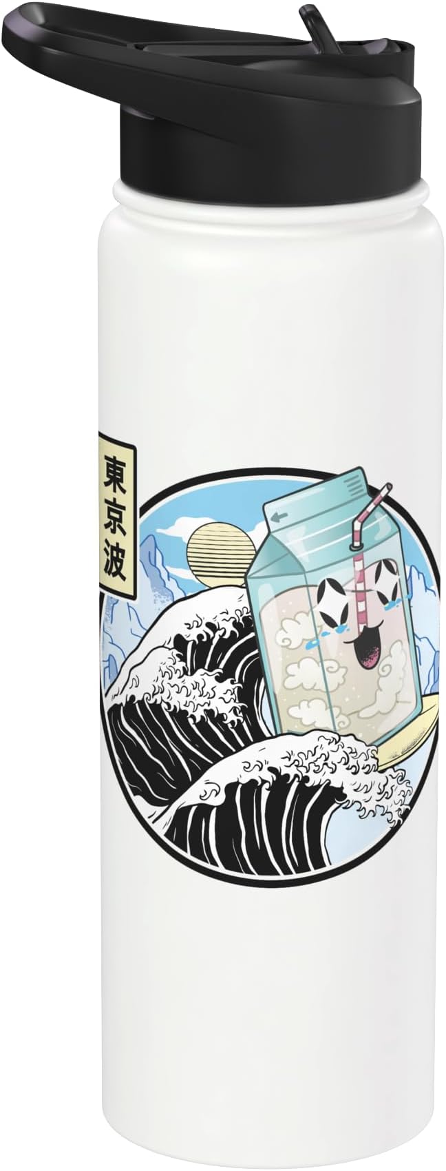 Milk Carton Surfing Great Waves Anime Kawaii Aesthetic Stainless Steel Insulated Water Bottle