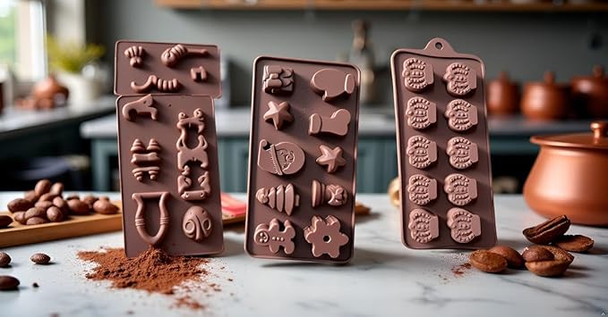 La chat 3 Packs Silicone Molds for Chocolate, Food Grade no-stick Baking, candy and butter Mold with different shape (3 packs chocolate molds)