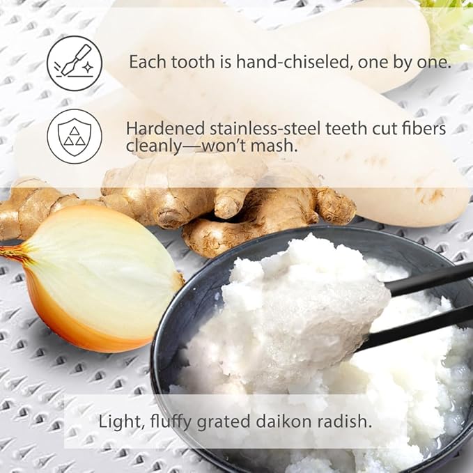 TIKUSAN Japanese Grater Oroshigane Slicer Stainless Steel Made in Japan for Radish Garlic Ginge Fruits and Root Vegetables (6.5"x11.0")