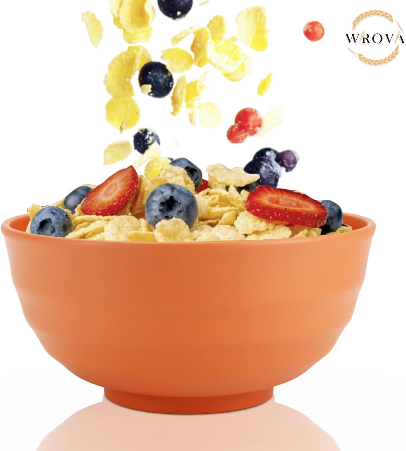 Wheat Straw Bowls Set 60 OZ Unbreakable Large Cereal Bowls Set of 6 Microwave and Dishwasher Safe Bowls Big Bowls for Eating BPA Free Soup Bowl for Serving Oatmeal and Salad Orange
