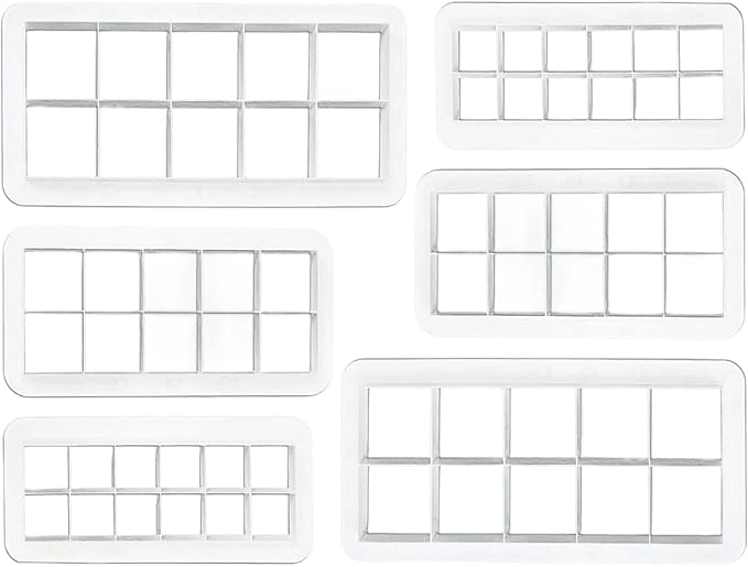 6Pcs White Square Cookie Cutter Set, Geometric Multicutter Square Cake Fondant Cutter, Cookie Cutter Biscuit Cutters Cake Decorating,Baking Tools and Accessories(3 Size）