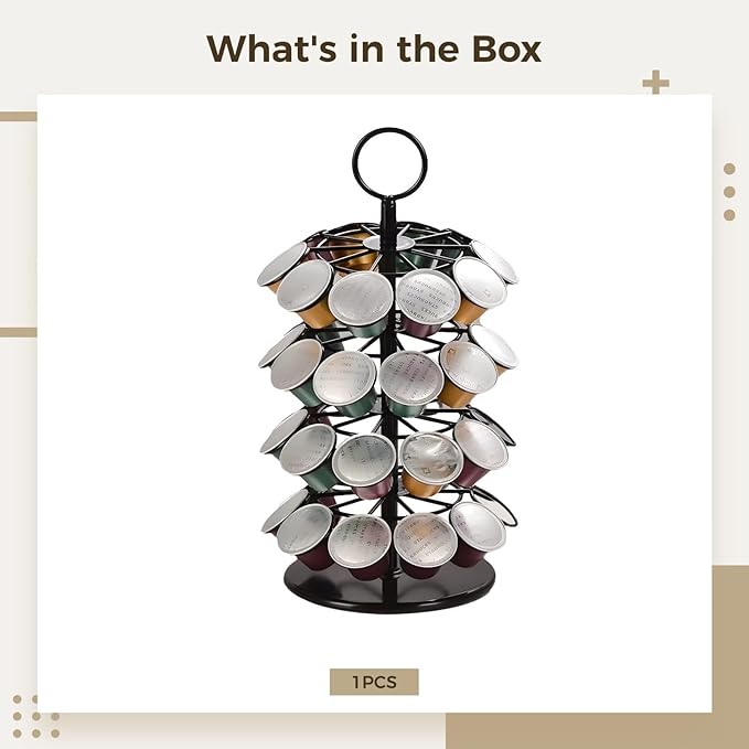Coffee Pod Holder for, 360° Rotating Coffee Pod Carousel, Organizer Rack for 40 Coffee Capsules