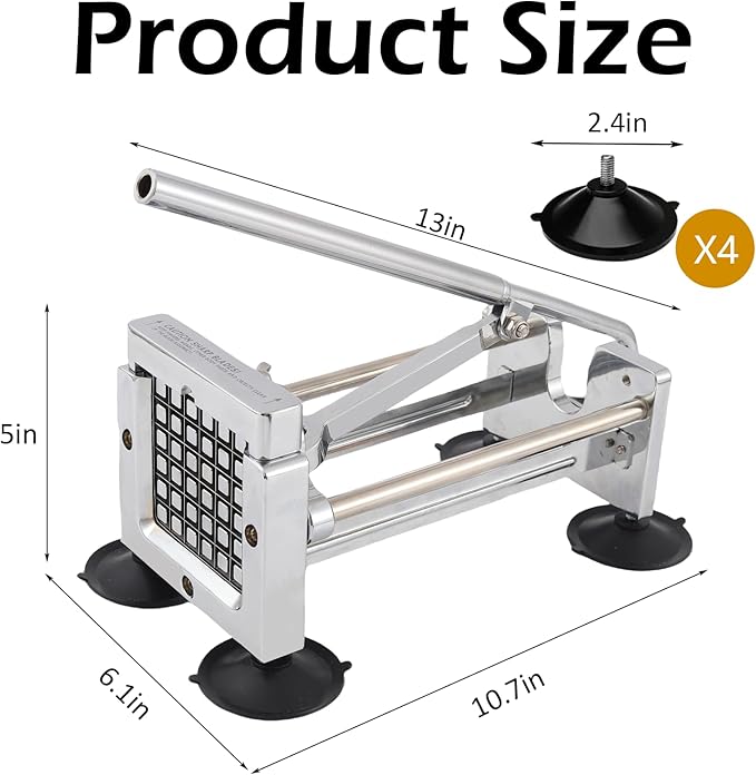 French Fry Cutter,Stainless Steel Potato Slicer,Professional Heavy Duty Potato Cutter,with 1/2-inch and 3/8-inch Blades for Potatoes,Carrots,Cucumbers,Onions