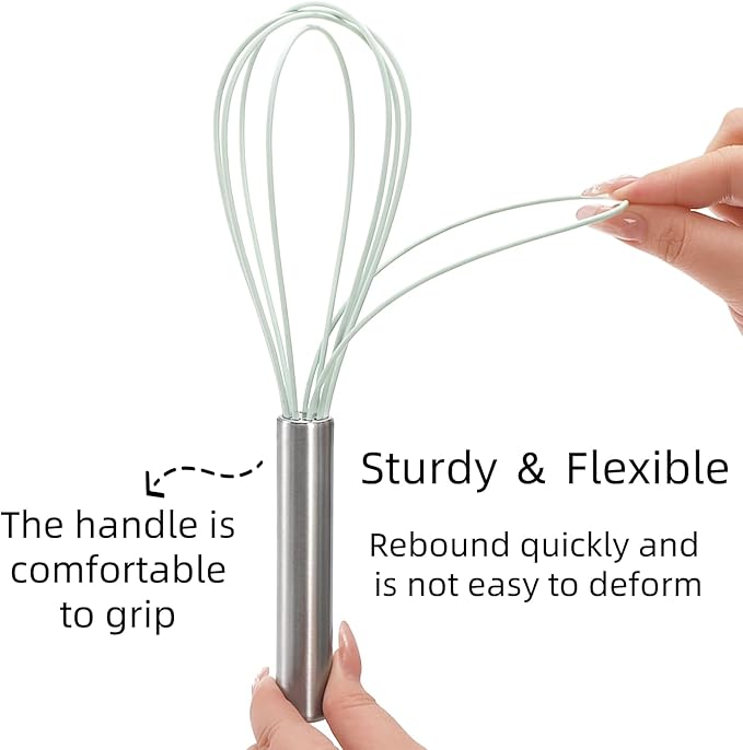 Set of 24 Silicone Whisk Bulk for Cooking, 10 In Wisking Tool Non Scratch, Flexible Rubber Whisks for Nonstick Pans, Kitchen Hand Whisk for Blending Beating Baking, BPA Free Dishwasher Safe