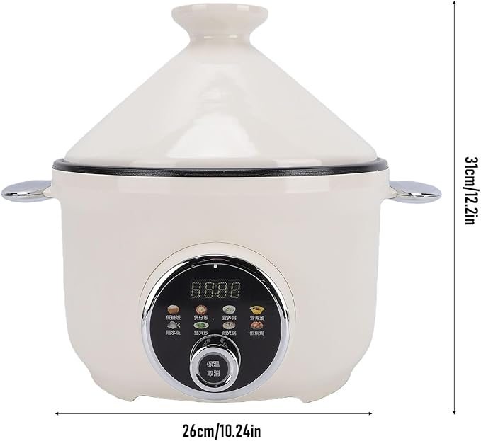 Haofy Electric Pressure Cooker 800W 3.2L Non Stick Multifunctional Cooking Pot with Stainless Steel Drain Basket for Low Sugar Meals Soup Porridge Hot Pot for Singles Small Families (US Plug 110V)