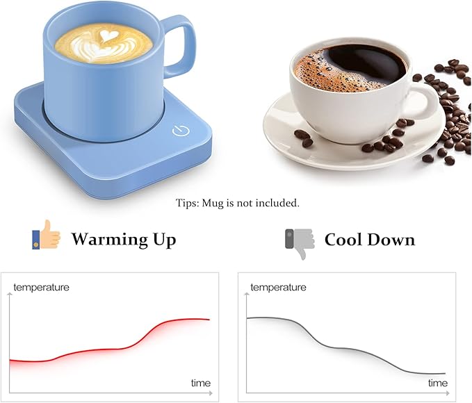 VOBAGA Coffee Mug Warmer for Desk with Auto Shut Off & 3-Temp Settings, Coffee Cup Warmer with Smart Safety Alert Home Office Accessory, Perfect for Coffee, Tea, Milk (No Mug)