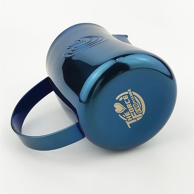 Barista Swag Curved Body Coffee Milk Frothing Cup for Espresso Machines Latte Art 500ml Steaming Pitchers (Mirror Blue)