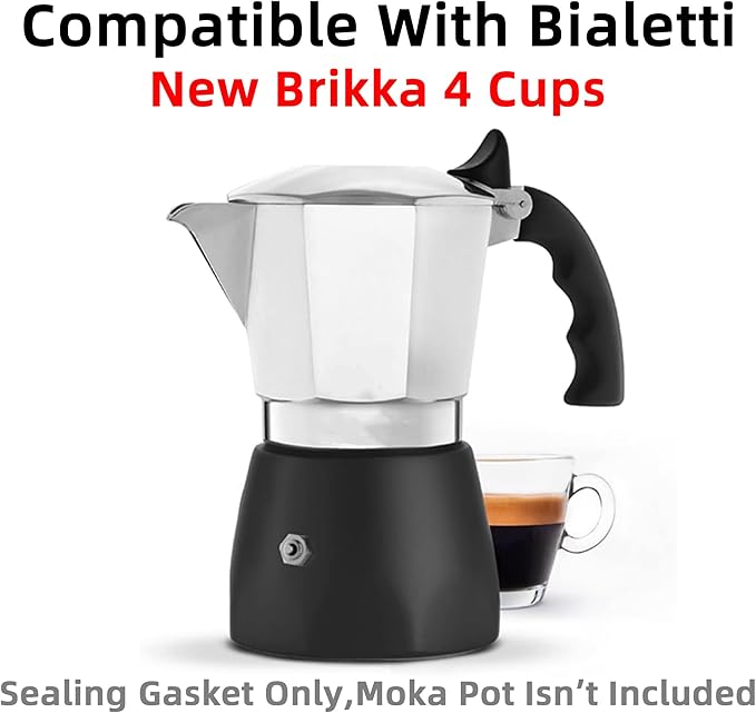 [UPGRADED] Sealing Gasket for Bialetti New Brikka 4 Cups (5.7 Oz 170ML) Stovetop Espresso Maker - 6 PCS Replacement Food Grade Silicone Seal Ring for Aluminum Stovetop Coffee Maker Pots