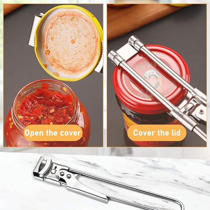 Adjustable Multifunctional Stainless Steel Can Opener, 2026 New Stainless Steel Can Opener Bottle Jar Lid Gripper Household Kitchen Tool, Manual Jar Bottle Opener Kitchen Accessories (1 PC)