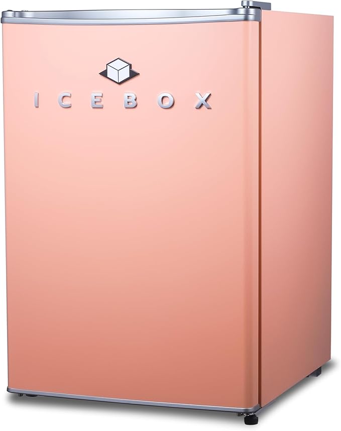 ICEBOX 2.5 Cu. Ft. Compact Refrigerator, ENERGY STAR Certified Small Refrigerator, Single Door Mini Fridge with Chiller Compartment, R600a Refrigerant, IBCR25BLS, Blush Red